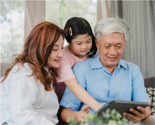 Grandparents with their granddaughter